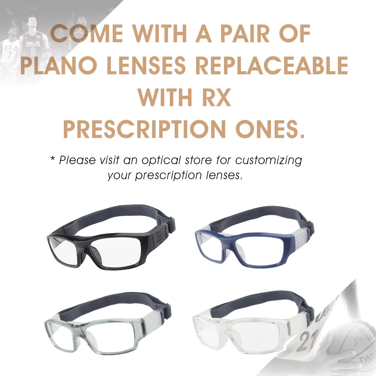 Team Sports Goggles Basketball Glasses Slim-Fit Protective Safety Volleyball Soccer Eyeglasses
