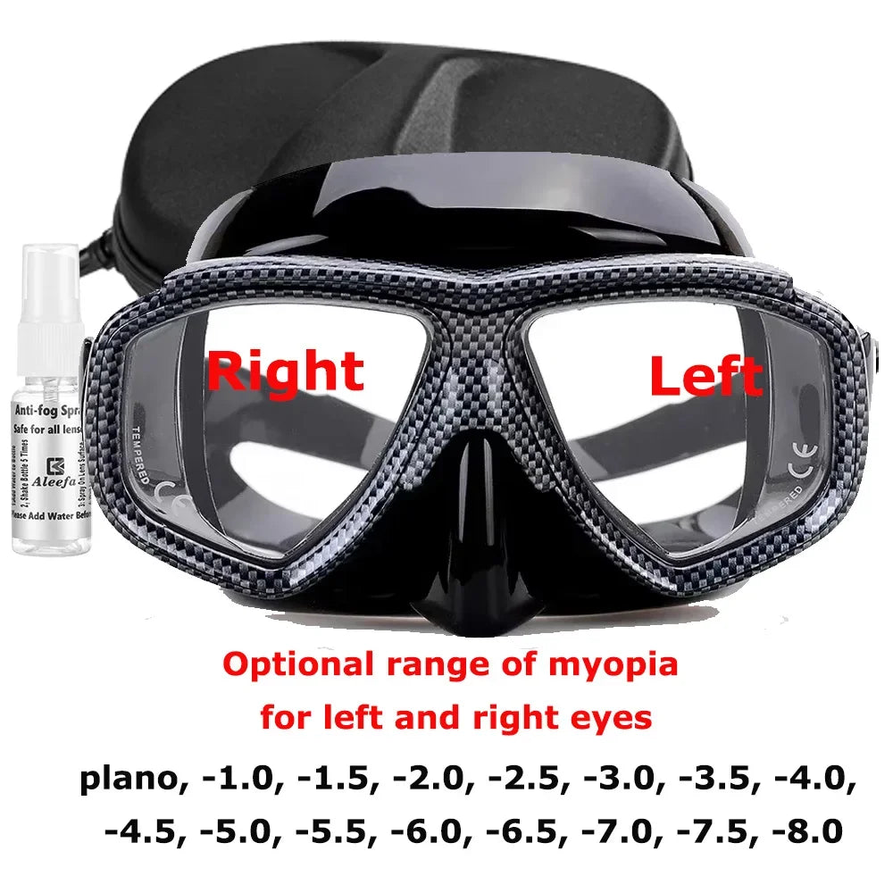 Myopia Scuba Diving Mask Tempered Glass Lenses Camouflage with Antifog Spray for Spearfishing Equipment Snorkel Skin