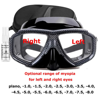 Myopia Scuba Diving Mask Tempered Glass Lenses Camouflage with Antifog Spray for Spearfishing Equipment Snorkel Skin