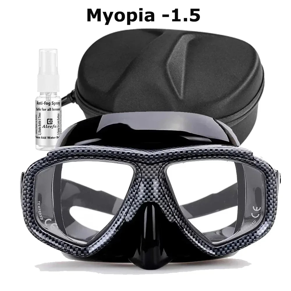 Myopia Scuba Diving Mask Tempered Glass Lenses Camouflage with Antifog Spray for Spearfishing Equipment Snorkel Skin