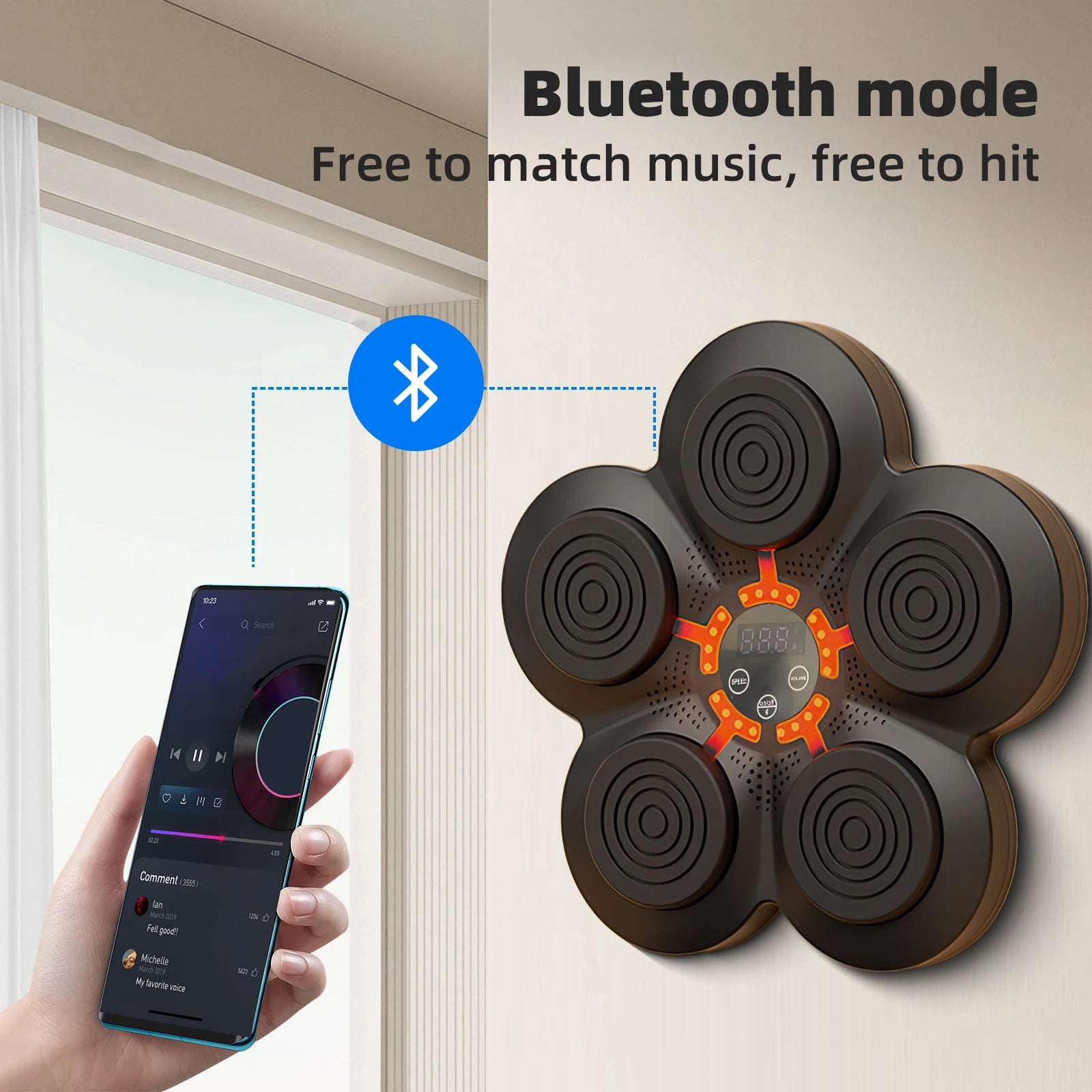 Smart Music Boxing Trainer Electronic Response Boxing Machine Wall Hanging Sandbag Bluetooth Fun Punch Boxing Equipment