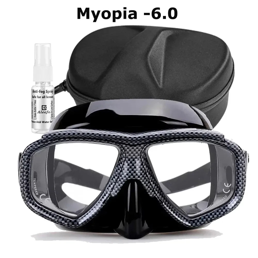 Myopia Scuba Diving Mask Tempered Glass Lenses Camouflage with Antifog Spray for Spearfishing Equipment Snorkel Skin