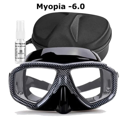 Myopia Scuba Diving Mask Tempered Glass Lenses Camouflage with Antifog Spray for Spearfishing Equipment Snorkel Skin