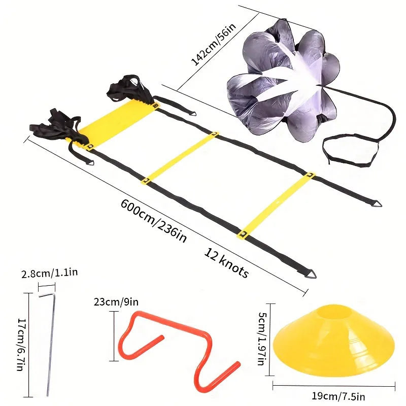 1 Set Speed Agility Training Set Jump Rope Logo Disc Resistance Umbrella Removable Hurdle Stand Jumping Grid Ladder Speed Ladder