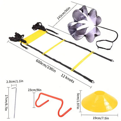1 Set Speed Agility Training Set Jump Rope Logo Disc Resistance Umbrella Removable Hurdle Stand Jumping Grid Ladder Speed Ladder