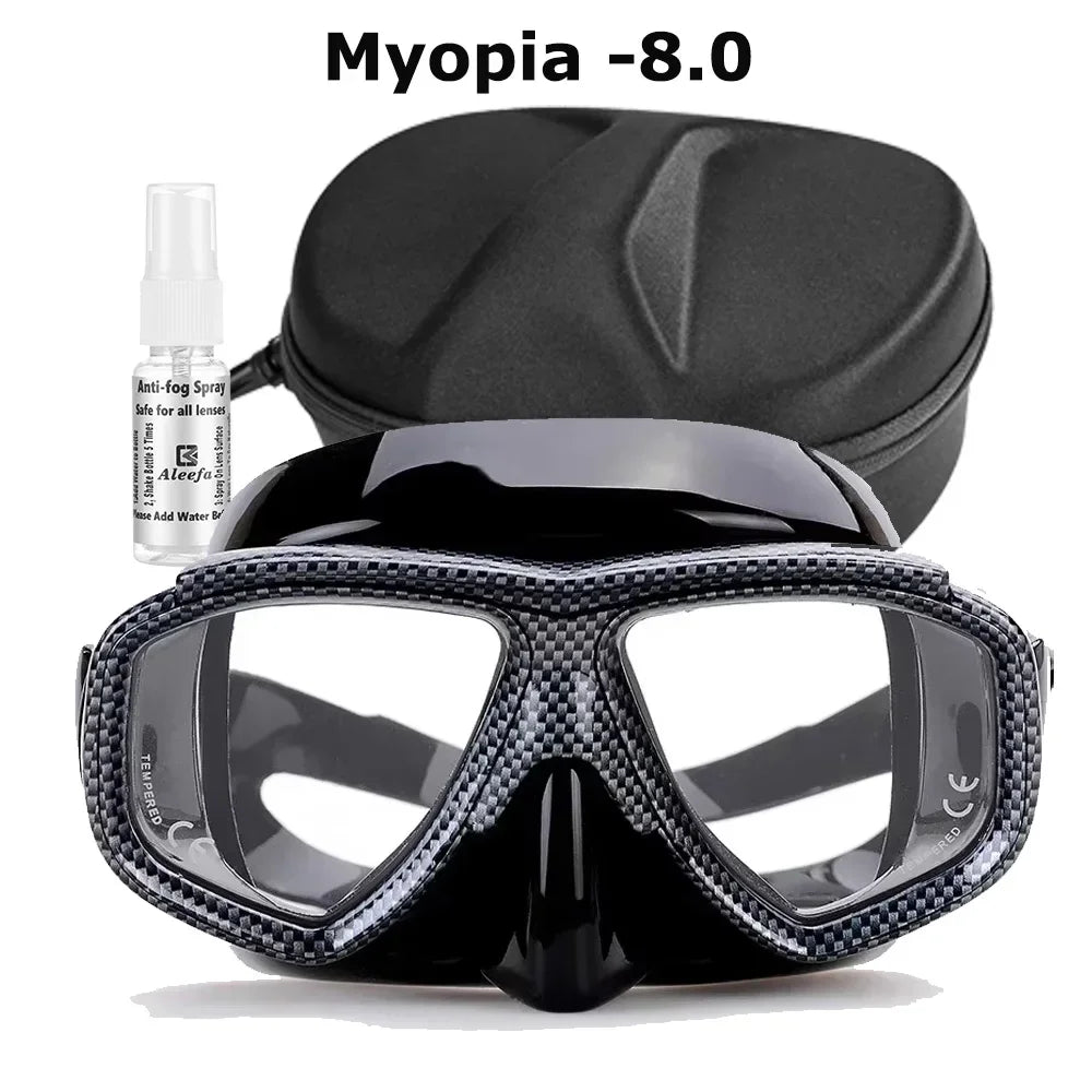 Myopia Scuba Diving Mask Tempered Glass Lenses Camouflage with Antifog Spray for Spearfishing Equipment Snorkel Skin