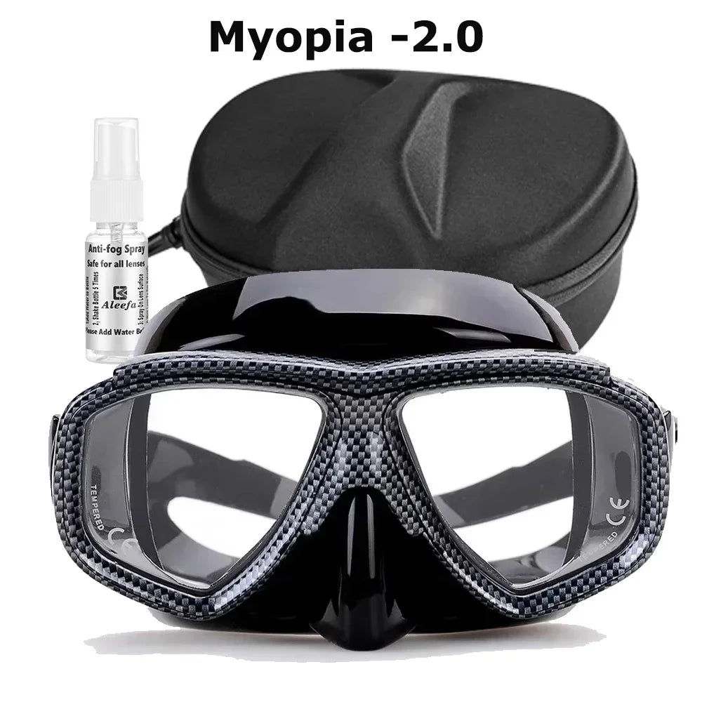 Myopia Scuba Diving Mask Tempered Glass Lenses Camouflage with Antifog Spray for Spearfishing Equipment Snorkel Skin