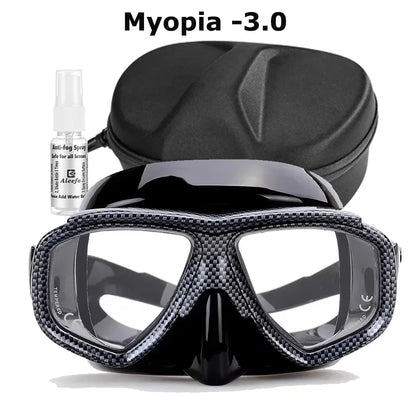 Myopia Scuba Diving Mask Tempered Glass Lenses Camouflage with Antifog Spray for Spearfishing Equipment Snorkel Skin