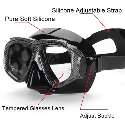 Myopia Scuba Diving Mask Tempered Glass Lenses Camouflage with Antifog Spray for Spearfishing Equipment Snorkel Skin