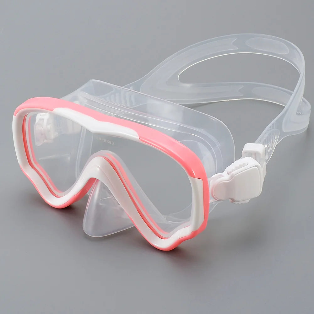Kids Diving Mask Snorkel Set Swimming Goggles Tempered Glass Panoramic View Anti-Leak Anti-Fog Training Dry Top Youth Boys Girls