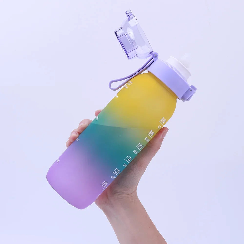 1000ML Air Flavored Water Bottle Sports Scented Water Bottle 0 Sugar Flavors Ring Water Cup with 7 Flavor Rods for Outdoor