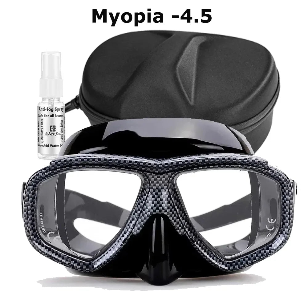 Myopia Scuba Diving Mask Tempered Glass Lenses Camouflage with Antifog Spray for Spearfishing Equipment Snorkel Skin