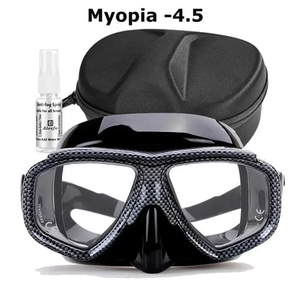 Myopia Scuba Diving Mask Tempered Glass Lenses Camouflage with Antifog Spray for Spearfishing Equipment Snorkel Skin